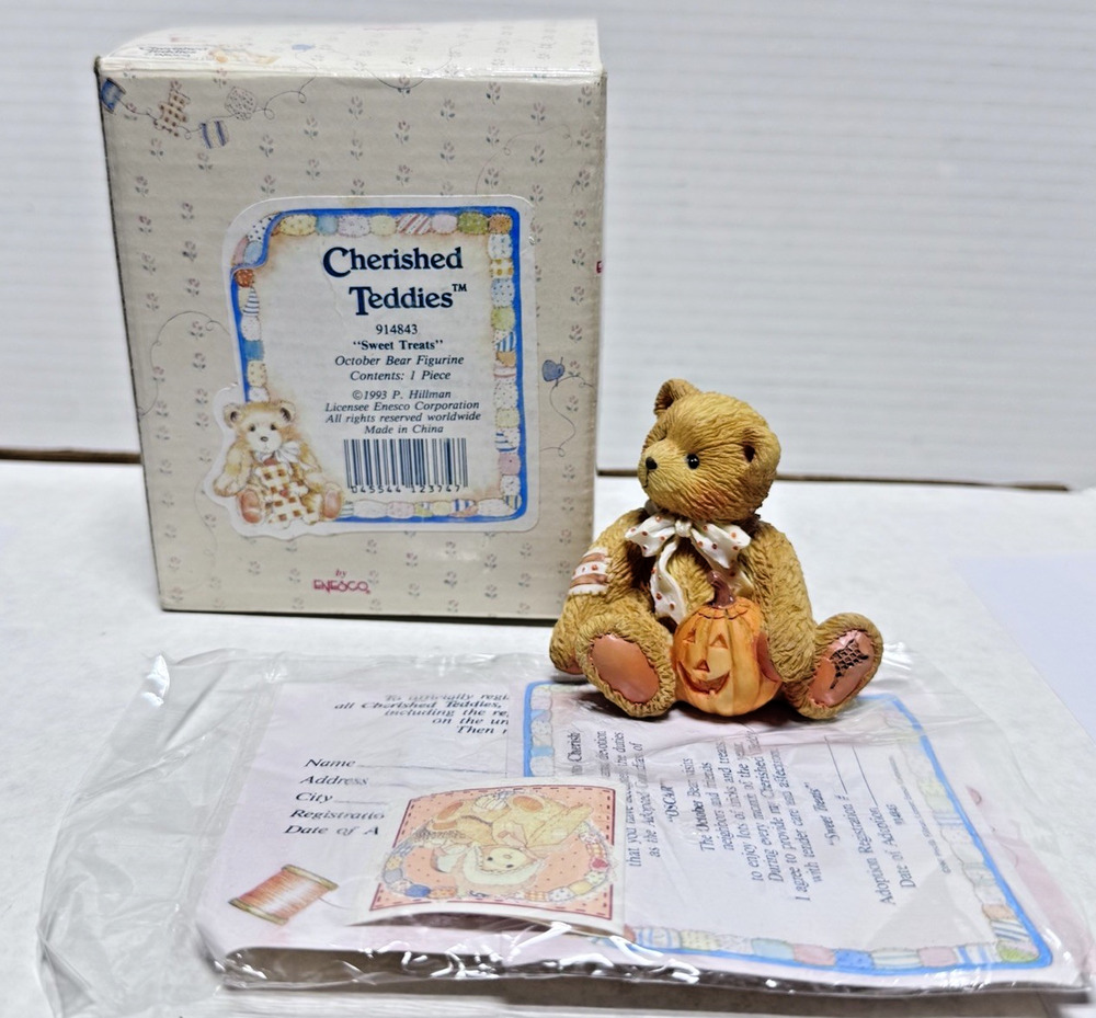 CHERISHED TEDDIES ~ 914843 ~ “SWEET TREATS” OSCAR CANDY PUMPKIN (1993) VINTAGE